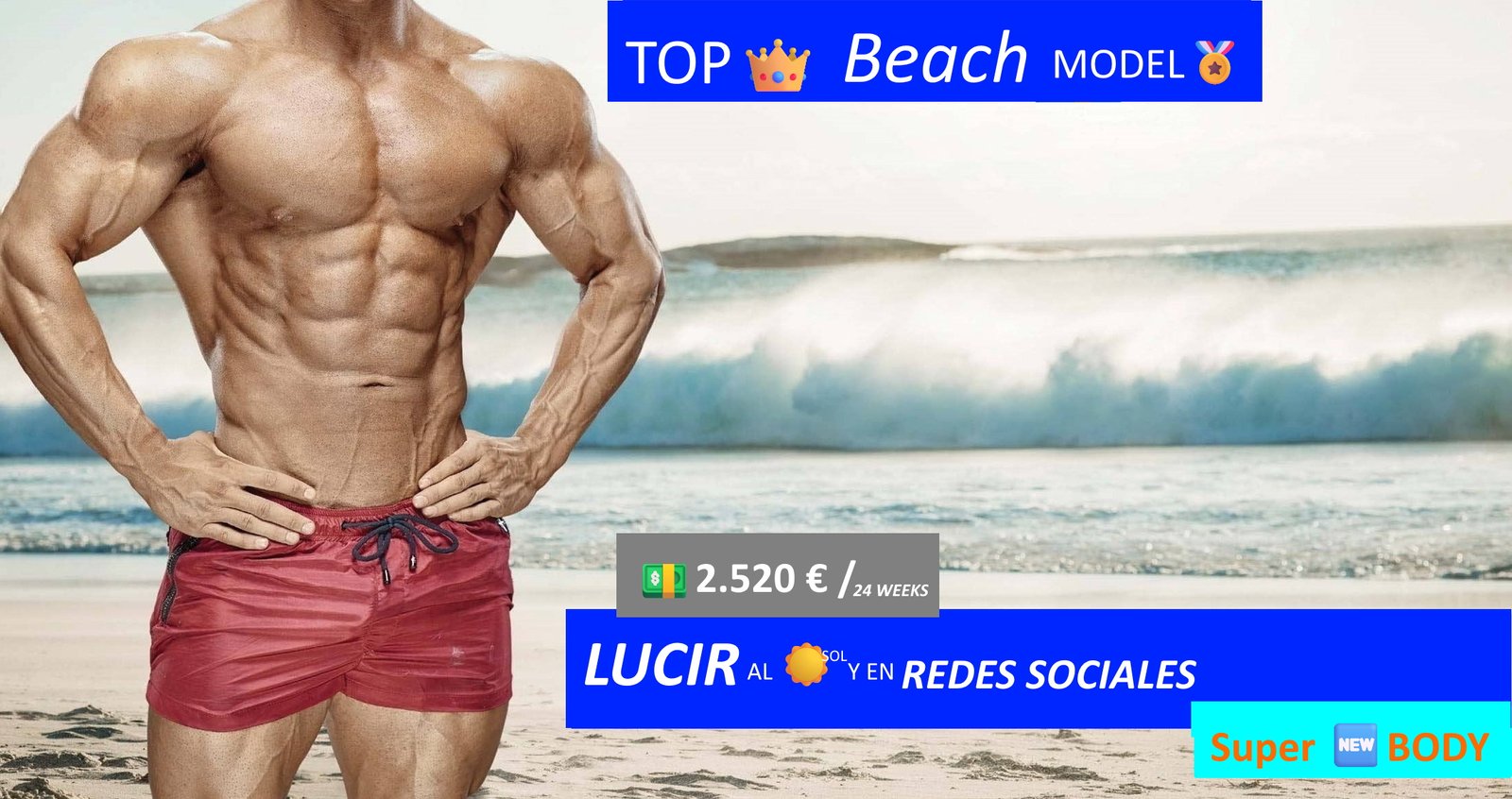 plan de entrenamiento para mostrar buen cuerpo en verano y que expone a un hombre musculado con bañador rojo