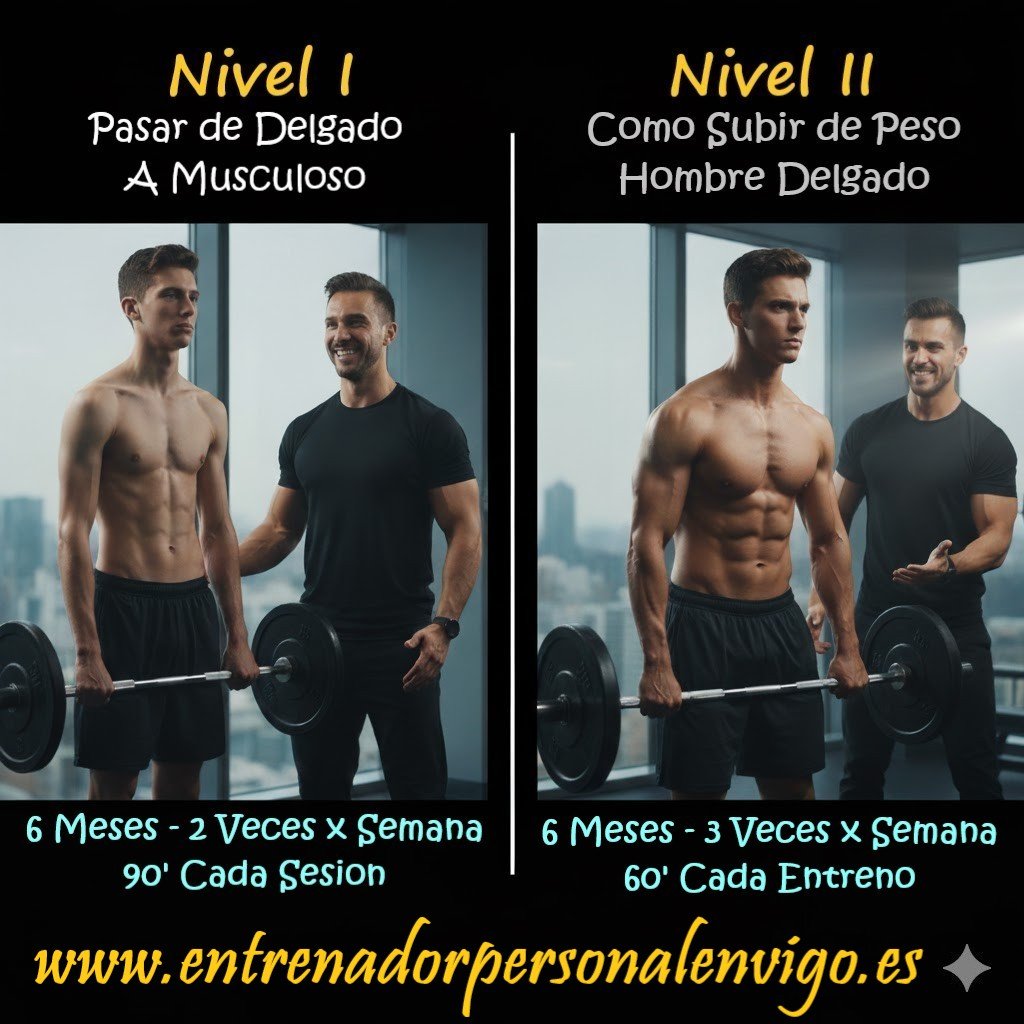 diferencias entre los programas del E.P Borja Rivas como subir de peso hombre delgado nivel II y pasar de delgado a musculoso nivel I