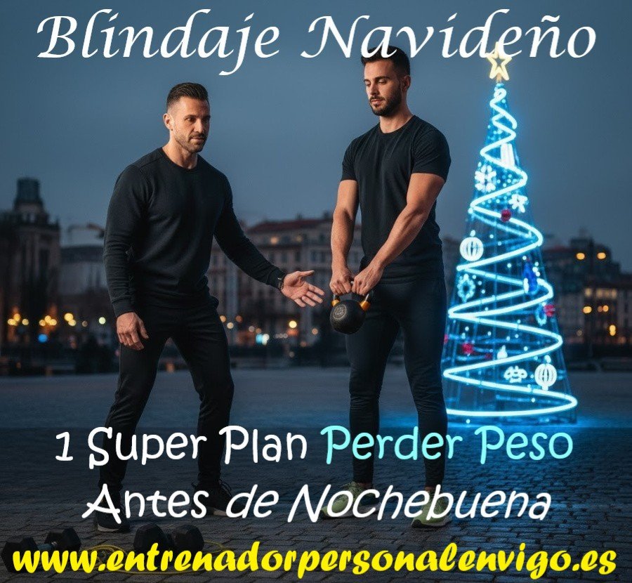 un alumno sigue las instrucciones de su entrenador personal en Vigo para el programa XMAS TRAIN realizado al aire libre