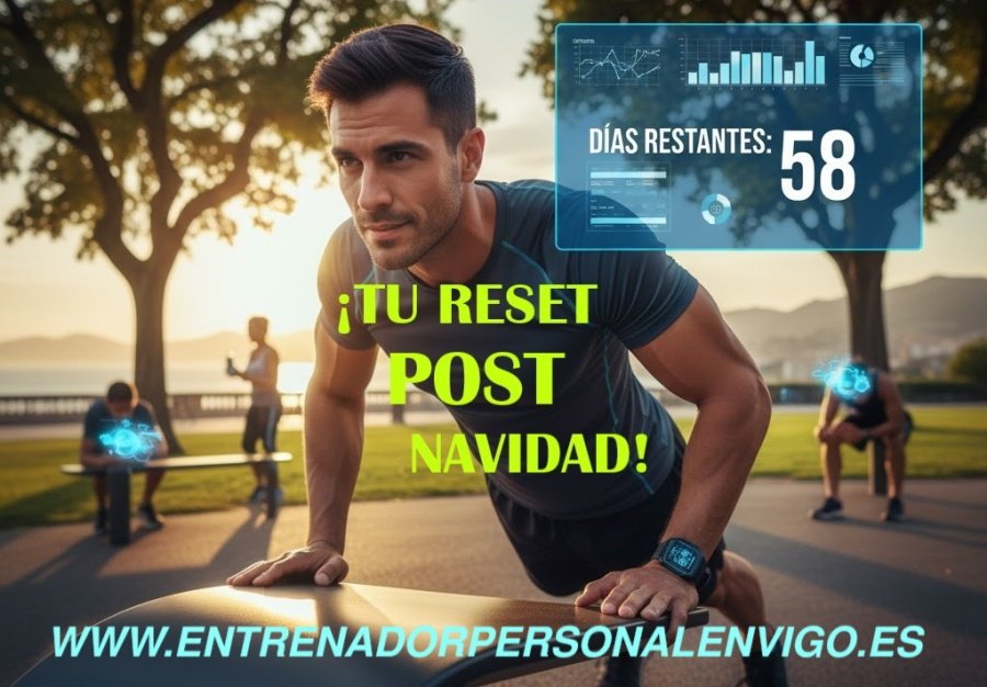 un hombre realiza flexiones de brazo apoyado en primer plano y dos hombres en segundo plano aparecen dentro de una imagen fotográfica con arboles y sol en plena naturaleza