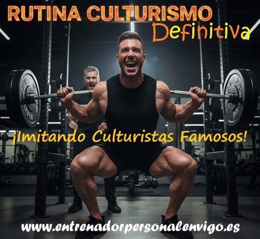 culturista realiza una sentadilla pesada en el gimnasio ante la atenta mirada de su entrenador personal 