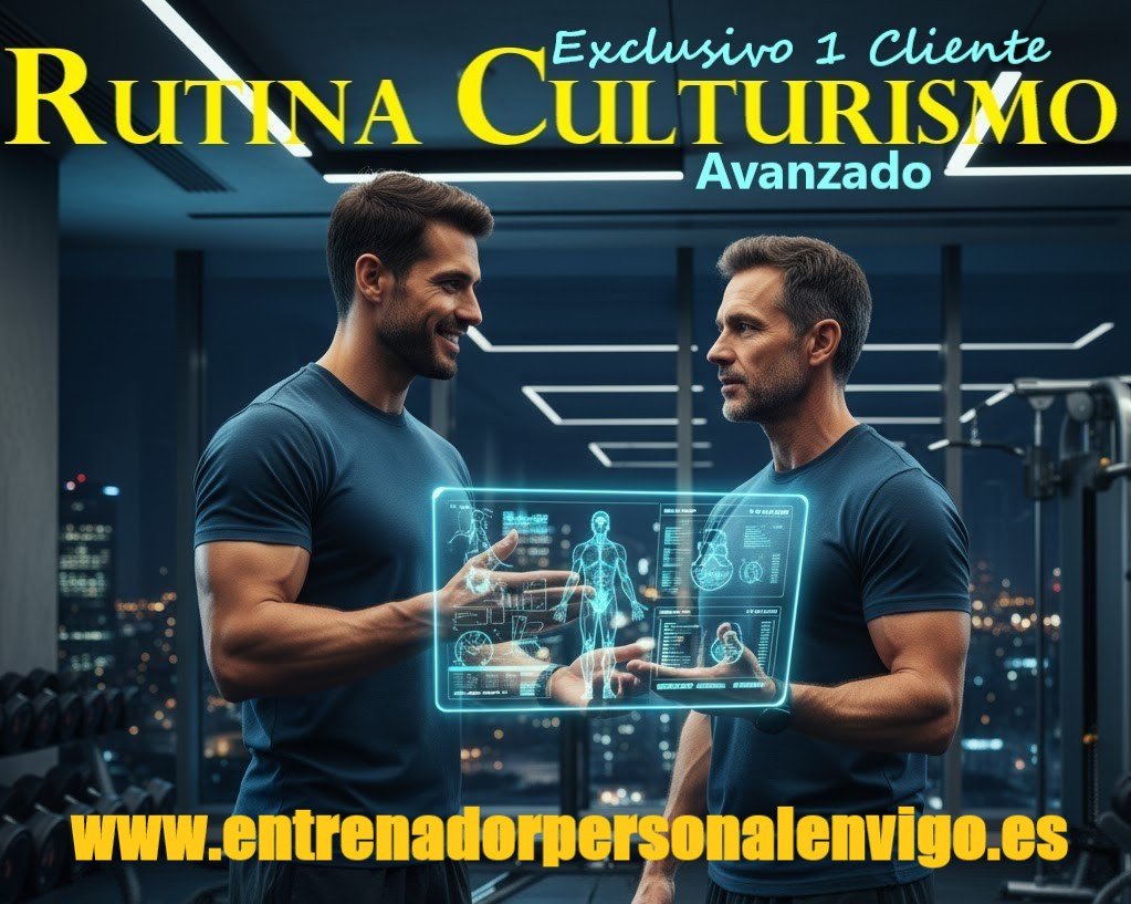 un entrenador personal explica los detalles de la rutina culturista avanzado a un cliente que ha contratado este servicio