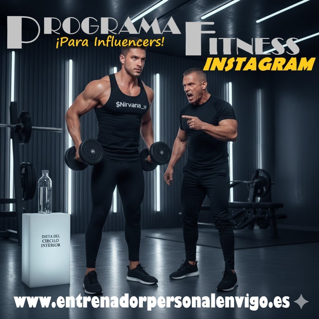 hombre joven y guapo con dos mancuernas en sus manos que esta sujetando mientras a su lado un entrenador personal le grita para que se esfuerce mas